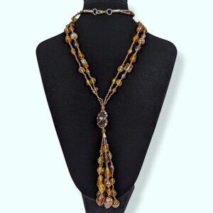 V. 2-Strand Art Glass Beaded Necklace